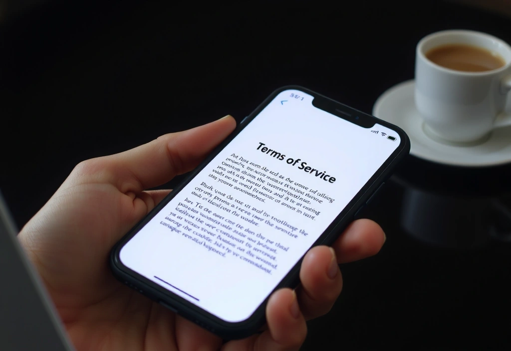 User reading terms on mobile device